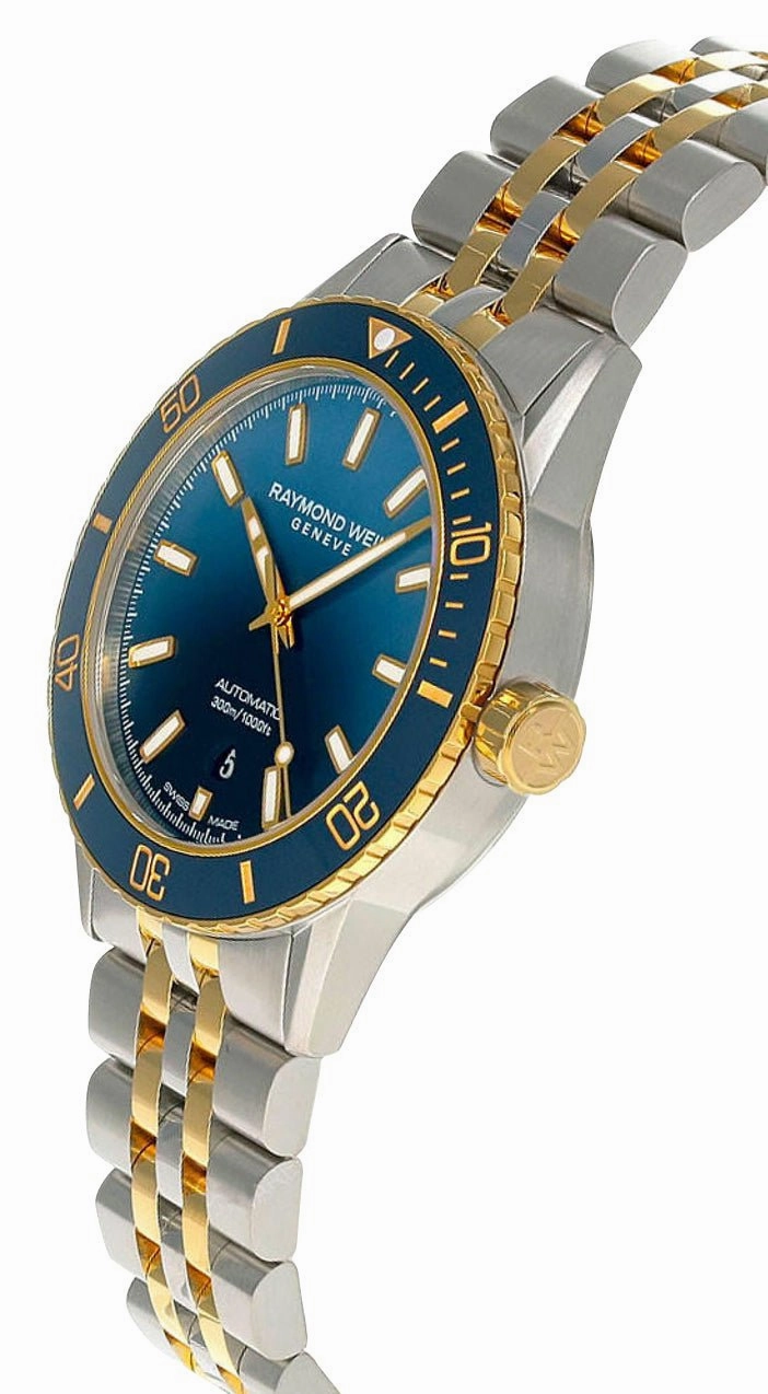 Raymond Weil Freelancer Automatic Two-Tone Stainless Steel Blue Dial Date Divers Mens Watch 2775-SP3-50051