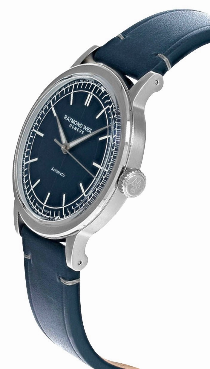 Raymond Weil Millesime Automatic Stainless Steel Blue Dial Blue Leather Strap Mens Watch 2925-STC-50001