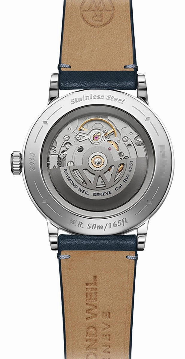 Raymond Weil Millesime Automatic Stainless Steel Blue Dial Blue Leather Strap Mens Watch 2930-STC-50011