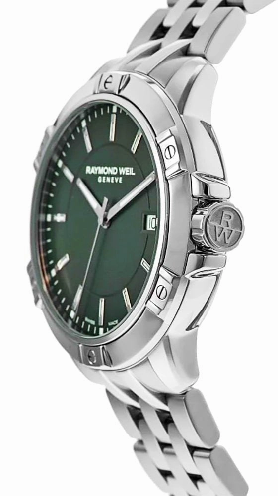 Raymond Weil Tango Stainless Steel Green Dial Date Divers Quartz Mens Watch 8160-ST-52041
