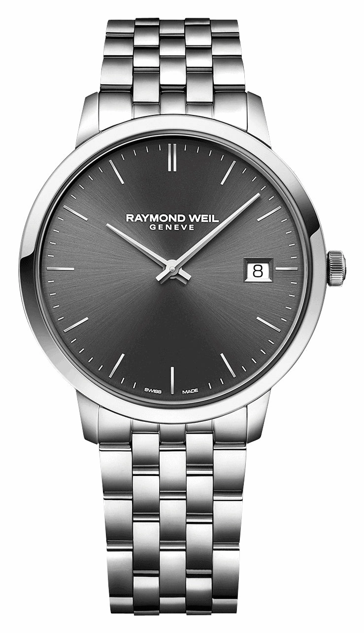 Raymond Weil Toccata Stainless Steel Gray Dial Date Quartz Mens Watch 5585-ST-60001