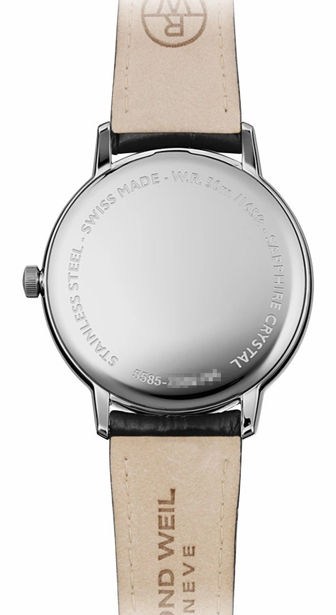 Raymond Weil Toccata Stainless Steel Silver Dial Black Leather Strap Date Quartz Mens Watch 5585-STC-00659