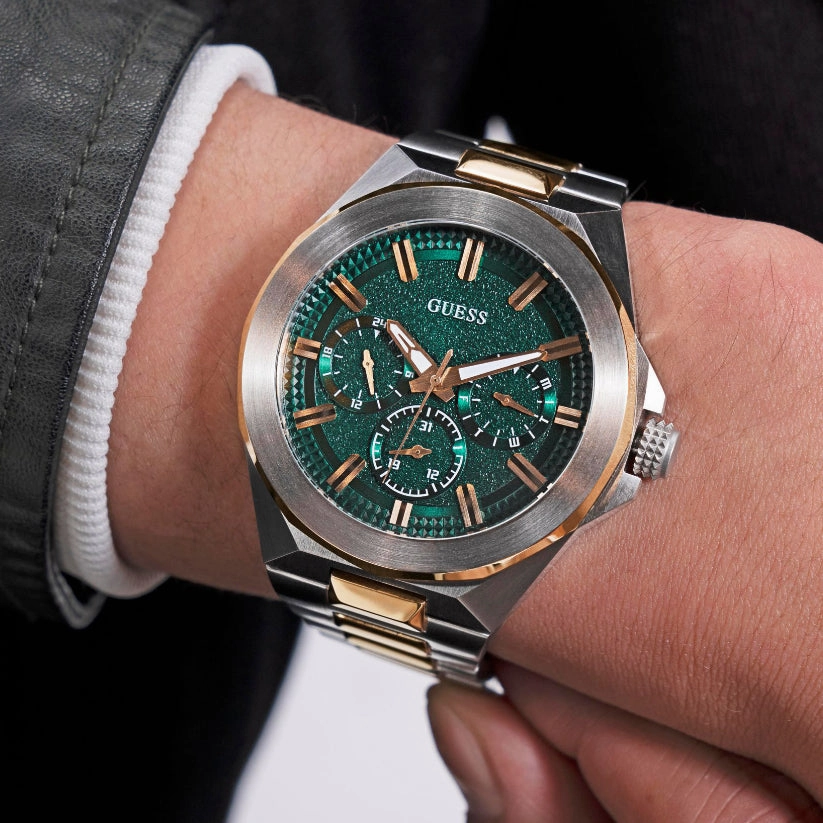 Resistance Men Quartz Green Dial Multi-Function Stainless Steel Watch GW0798G3