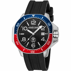 Roberto Cavalli Men's Watch - Classic Quartz Black Dial Rubber Strap | RC5G101P0025