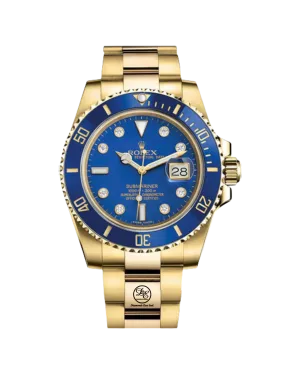 Rolex 116618lb Submariner Date Blue SERTI Factory Diamond Dial Ceramic Bezel 18k Solid Gold