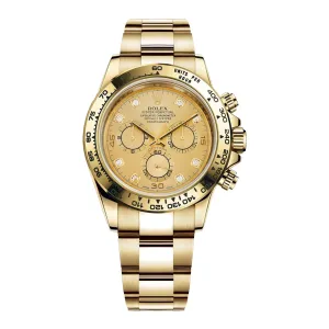 Rolex Cosmograph Daytona 40mm - Ref: 116508-0006 - Champagne Diamond Dial, 18K Yellow Gold Oyster Bracelet Men's Watch