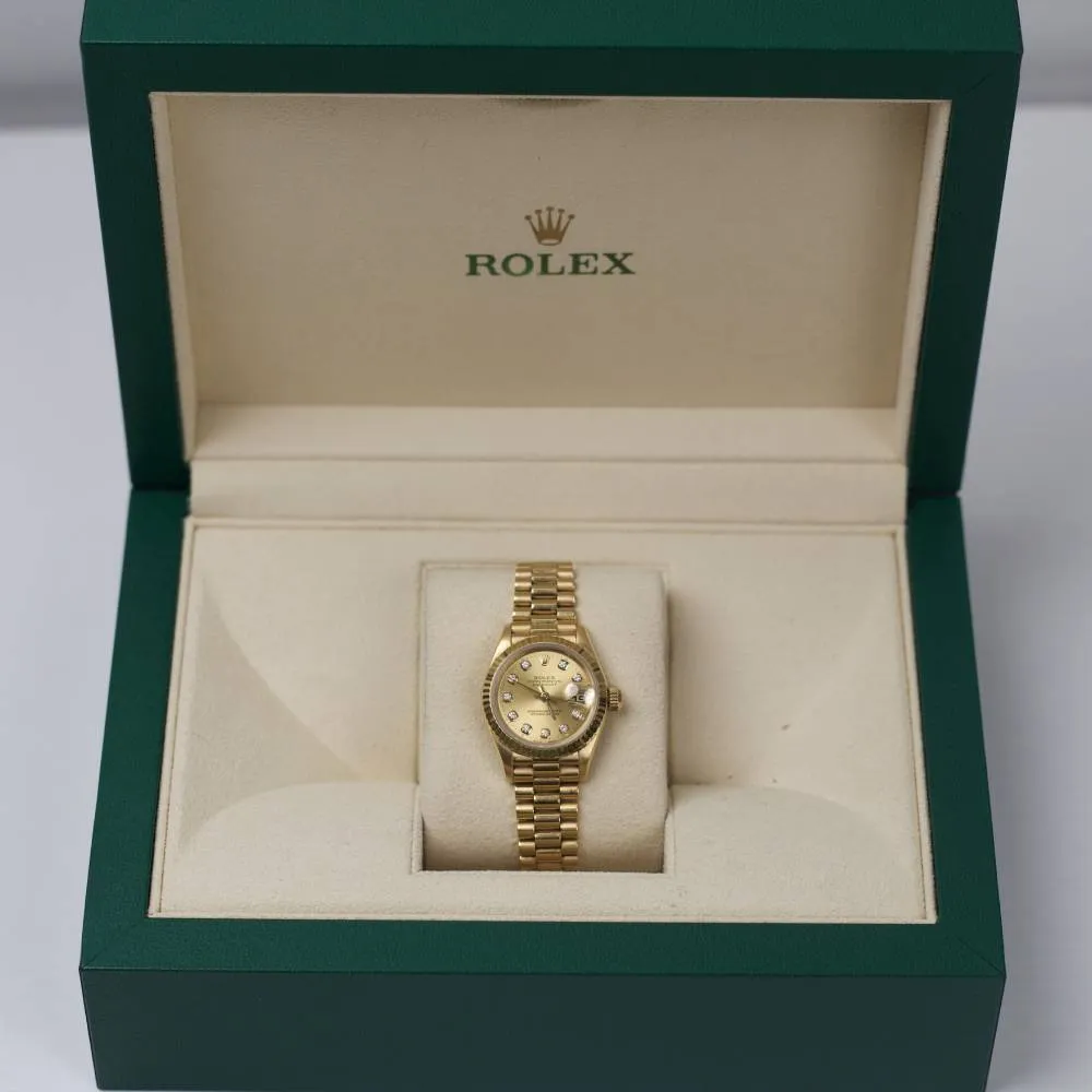 Rolex Datejust 26mm - Ref: 69178 - Champagne Diamond Dial, 18K Yellow Gold President Bracelet Women's Watch
