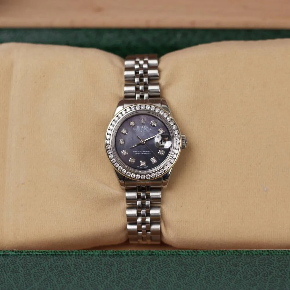 Rolex Datejust 26mm - Ref: 79160 - Black Mother-of-Pearl Diamond Dial, Stainless Steel Jubilee Bracelet Women's Watch