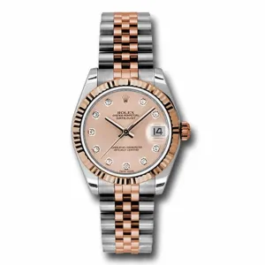 Rolex Datejust 31mm - Ref: 178271 pchdj - Pink Diamond Dial, Two Tone Stainless Steel & 18K Rose Gold Jubilee Bracelet Women's Watch