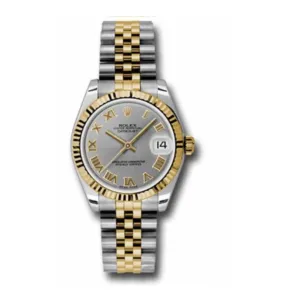 Rolex Datejust 31mm - Ref: 178273 grj - Grey Roman Diamond Dial, Two Tone Stainless Steel & 18K Yellow Gold Jubilee Bracelet Women's Watch