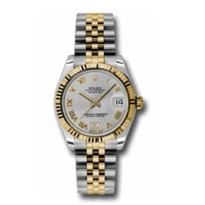Rolex Datejust 31mm - Ref: 178273 sdrj - Silver Roman Diamond Dial, Two Tone Stainless Steel & 18K Yellow Gold Jubilee Bracelet Women's Watch