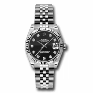 Rolex Datejust 31mm - Ref: 178274-0014 - Black Diamond Dial, Stainless Steel Jubilee Bracelet Watch