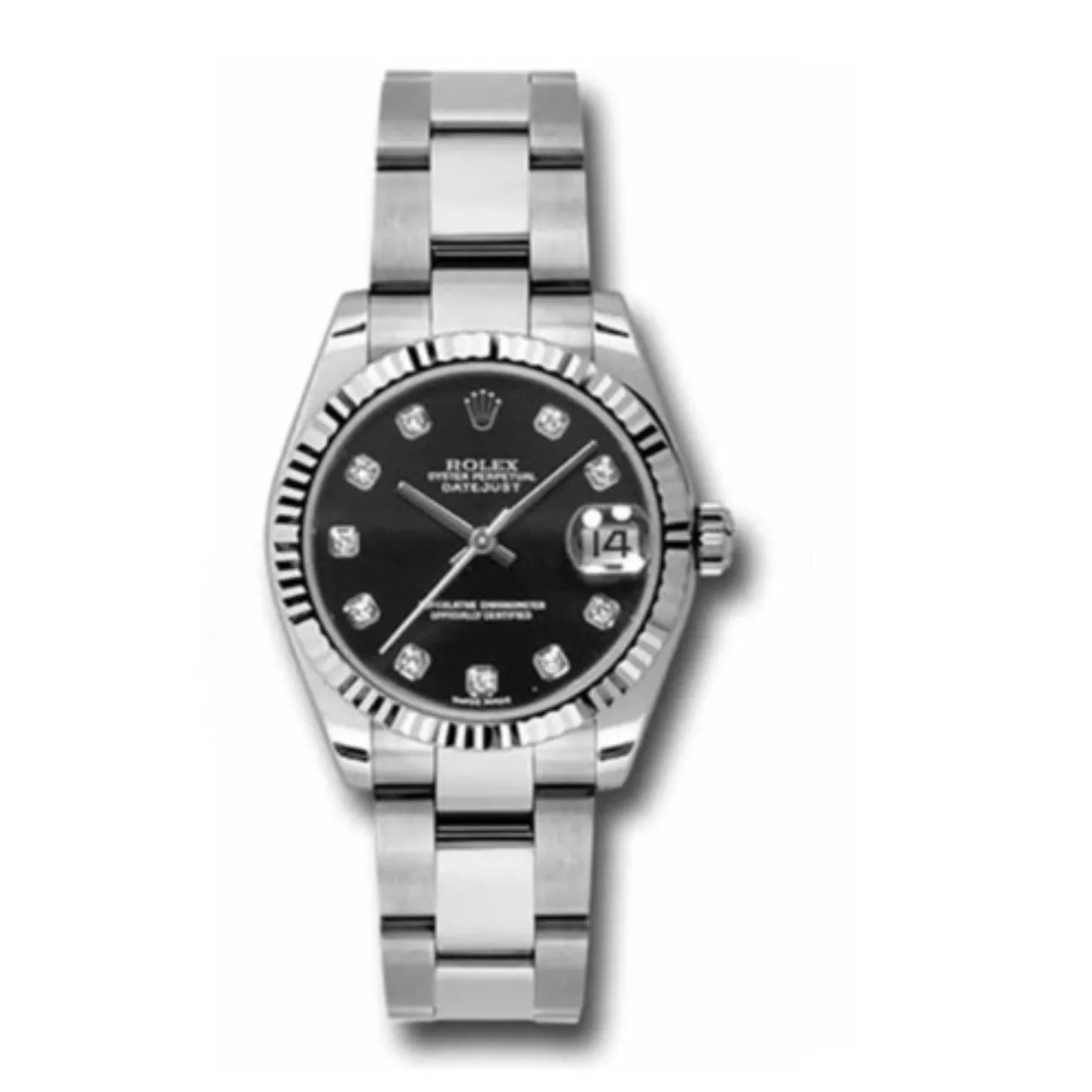 Rolex Datejust 31mm - Ref: 178274-0058 - Black Diamond Dial, Stainless Steel Oyster Bracelet Watch