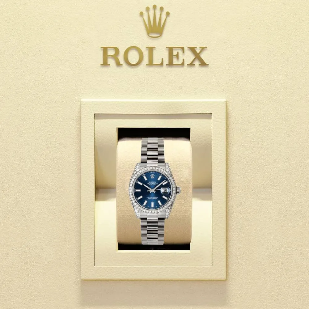 Rolex Datejust 31mm - Ref: 178279 blip - Blue Dial, 18K White Gold President Bracelet Women's Watch