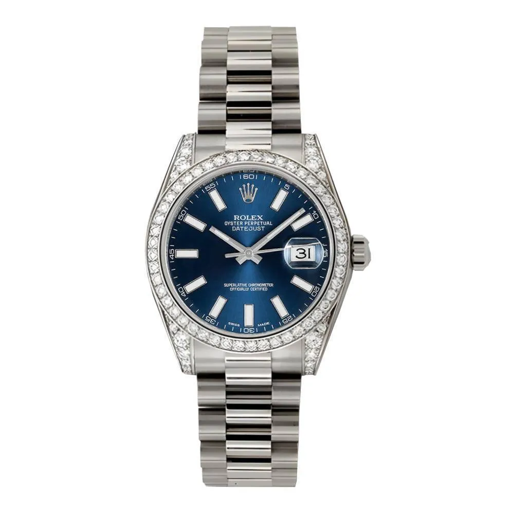 Rolex Datejust 31mm - Ref: 178279 blip - Blue Dial, 18K White Gold President Bracelet Women's Watch