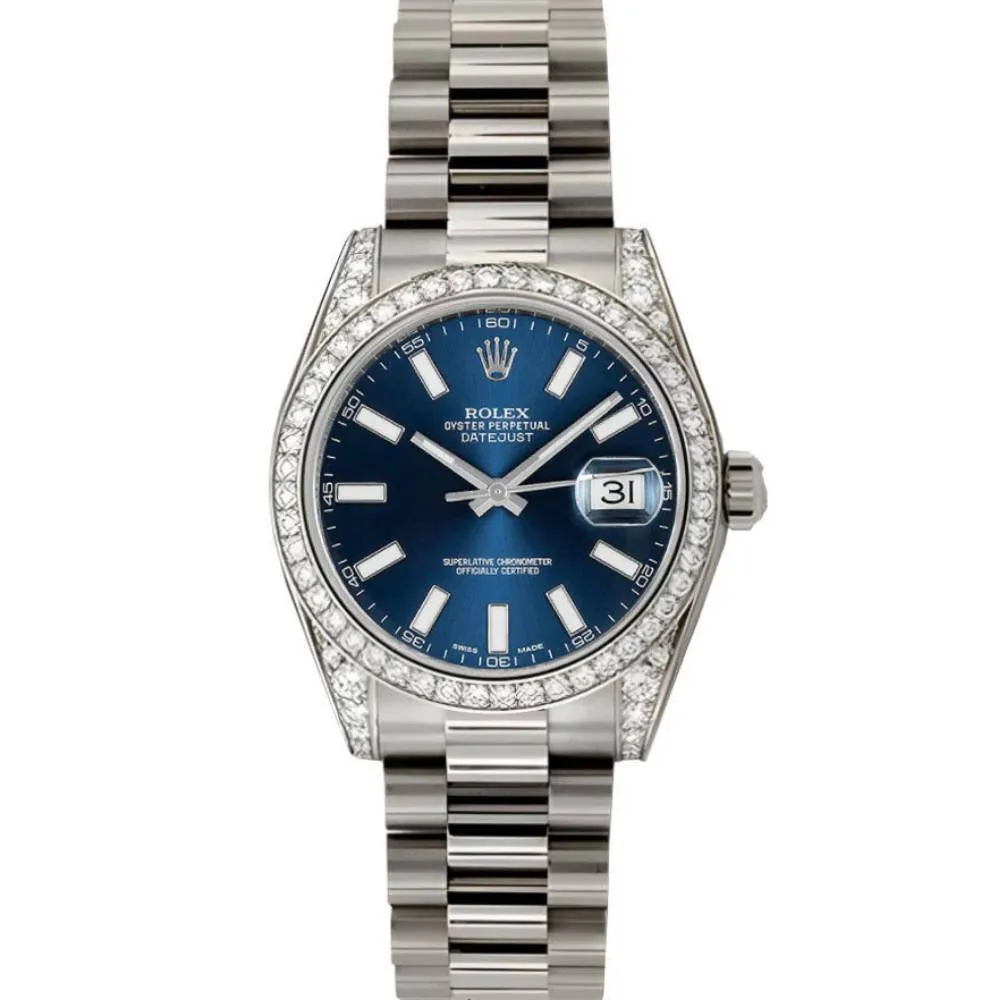 Rolex Datejust 31mm - Ref: 178279 blip - Blue Dial, 18K White Gold President Bracelet Women's Watch