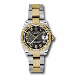 Rolex Datejust 31mm - Ref: 178343 bkcao - Black Dial & Diamond Bezel, Two Tone Stainless Steel & 18K Yellow Gold Oyster Bracelet Women's Watch