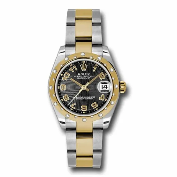 Rolex Datejust 31mm - Ref: 178343 bkcao - Black Dial & Diamond Bezel, Two Tone Stainless Steel & 18K Yellow Gold Oyster Bracelet Women's Watch