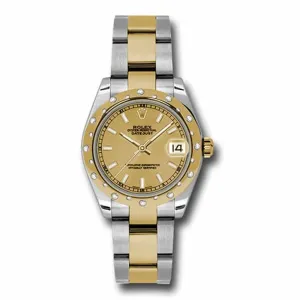 Rolex Datejust 31mm - Ref: 178343 chio - Champagne Stick Dial & Diamond Bezel, Two Tone Stainless Steel & 18K Yellow Gold Oyster Bracelet Women's Watch