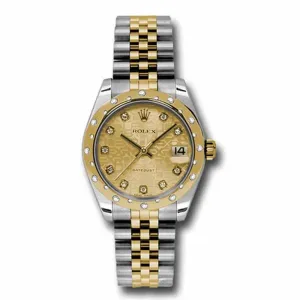 Rolex Datejust 31mm - Ref: 178343 chjdj - Champagne Jubilee Diamond Dial & Diamond Bezel, Two Tone Stainless Steel & 18K Yellow Gold Jubilee Bracelet Women's Watch