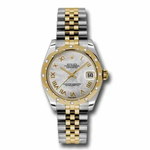 Rolex Datejust 31mm - Ref: 178343 mrj - White Mother of Pearl Roman Dial & Diamond Bezel, Two Tone Stainless Steel & 18K Yellow Gold Jubilee Bracelet Women's Watch