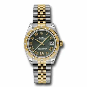 Rolex Datejust 31mm - Ref: 178343 ogdrj - Green Roman Dial & Diamond Bezel, Two Tone Stainless Steel & 18K Yellow Gold Jubilee Bracelet Women's Watch
