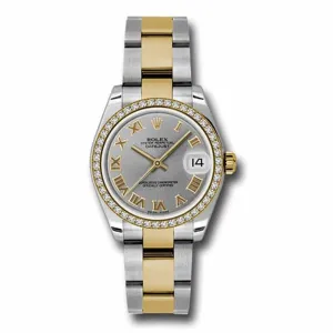 Rolex Datejust 31mm - Ref: 178383 gro - Grey Roman Dial & Diamond Bezel, Two Tone Stainless Steel & 18K Yellow Gold Oyster Bracelet Women's Watch