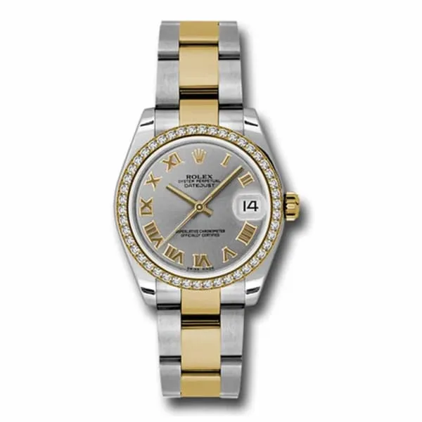 Rolex Datejust 31mm - Ref: 178383 gro - Grey Roman Dial & Diamond Bezel, Two Tone Stainless Steel & 18K Yellow Gold Oyster Bracelet Women's Watch
