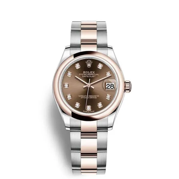Rolex Datejust 31mm - Ref: 278241-0027 - Chocolate Diamond Dial, Two Tone Stainless Steel & 18K Rose Gold Oyster Bracelet Women's Watch