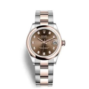 Rolex Datejust 31mm - Ref: 278241-0027 - Chocolate Diamond Dial, Two Tone Stainless Steel & 18K Rose Gold Oyster Bracelet Women's Watch