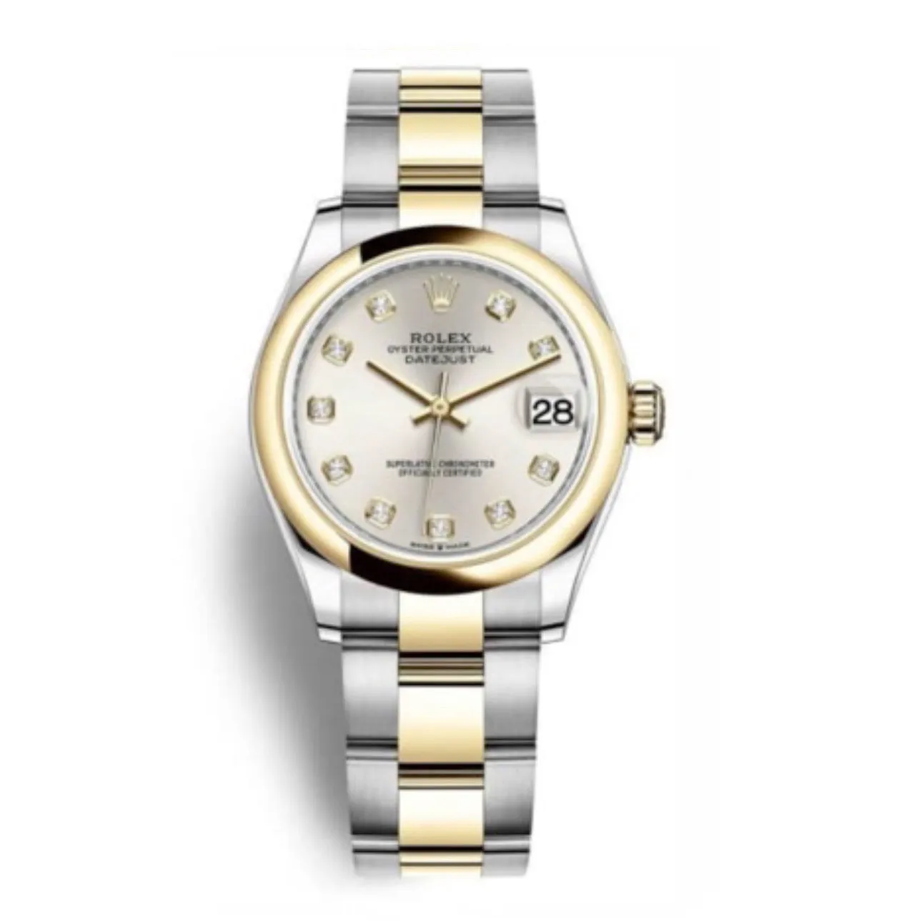 Rolex Datejust 31mm - Ref: 278243-0019 - Silver Diamond Dial, Two Tone Stainless Steel & 18K Yellow Gold Oyster Bracelet Women's Watch