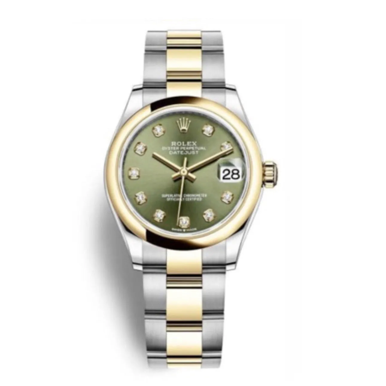 Rolex Datejust 31mm - Ref: 278243-0029 - Green Diamond Dial, Two Tone Stainless Steel & 18K Yellow Gold Oyster Bracelet Women's Watch