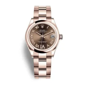 Rolex Datejust 31mm - Ref: 278245-0023 - Chocolate Roman Diamond Dial, 18K Rose Gold Oyster Bracelet Women's Watch