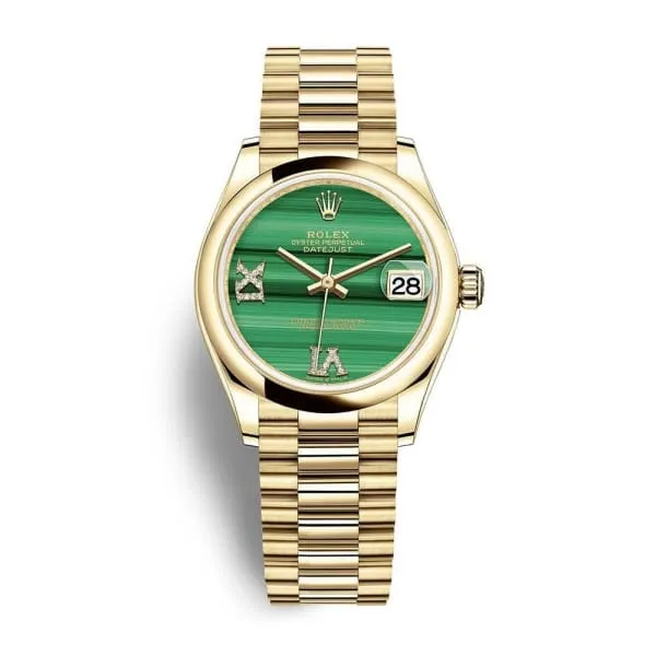 Rolex Datejust 31mm - Ref: 278248-0004 - Green Diamond Dial, 18K Yellow Gold Presidential Bracelet Women's Watch