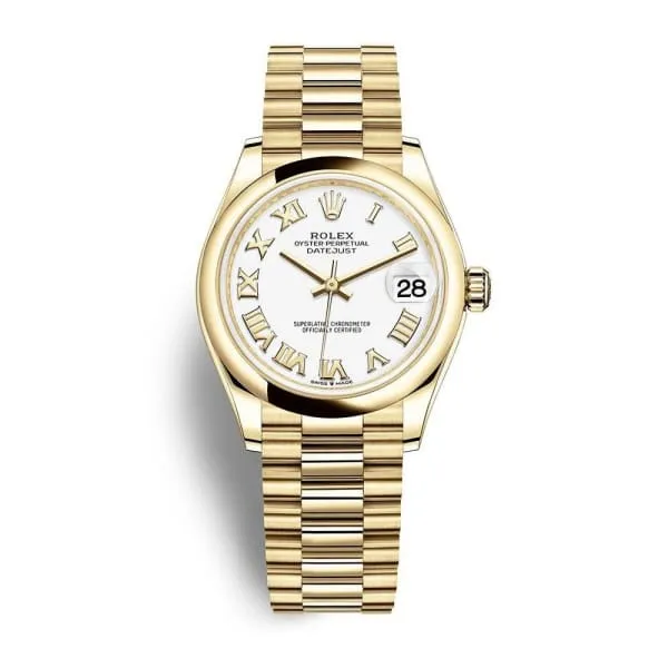 Rolex Datejust 31mm - Ref: 278248-0020 - White Dial, 18K Yellow Gold President Bracelet Women's Watch
