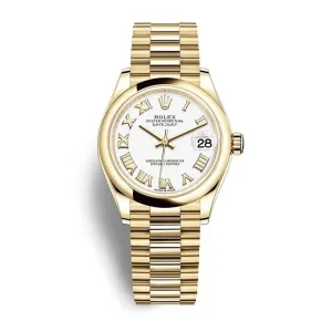 Rolex Datejust 31mm - Ref: 278248-0020 - White Dial, 18K Yellow Gold President Bracelet Women's Watch