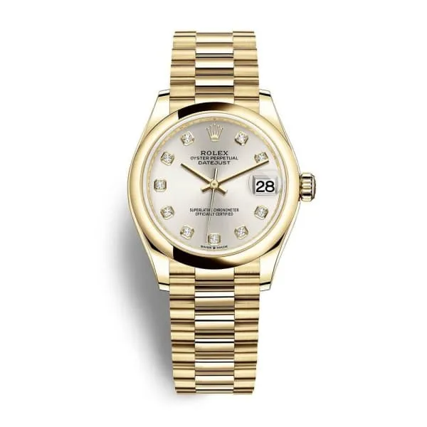 Rolex Datejust 31mm - Ref: 278248-0034 - Silver Dial, 18K Yellow Gold President Bracelet Women's Watch