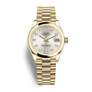 Rolex Datejust 31mm - Ref: 278248-0034 - Silver Dial, 18K Yellow Gold President Bracelet Women's Watch