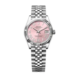 Rolex Datejust 31mm - Ref: 278274-0024 - Pink Roman Diamond Dial, Stainless Steel Jubilee Bracelet Women's Watch