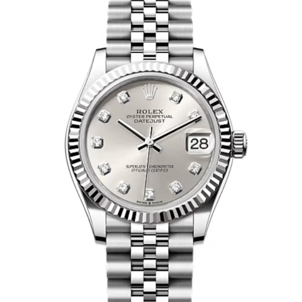 Rolex Datejust 31mm - Ref: 278274-0030 - Silver Diamond Dial, Stainless Steel Jubilee Bracelet Women's Watch