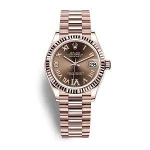 Rolex Datejust 31mm - Ref: 278275-0025 - Chocolate Dial, 18K Rose Gold President Bracelet Women's Watch