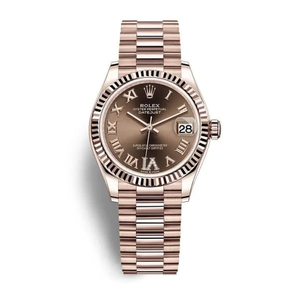 Rolex Datejust 31mm - Ref: 278275-0025 - Chocolate Dial, 18K Rose Gold President Bracelet Women's Watch