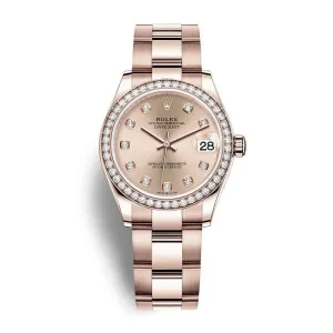 Rolex Datejust 31mm - Ref: 278285rbr-0024 - Rose Dial & Diamond Bezel, 18K Rose Gold Oyster Bracelet Women's Watch