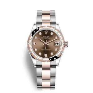 Rolex Datejust 31mm - Ref: 278341rbr-0027 - Chocolate Diamond Dial & Diamond Bezel, Two Tone Stainless Steel & 18K Rose Gold Oyster Bracelet Women's Watch