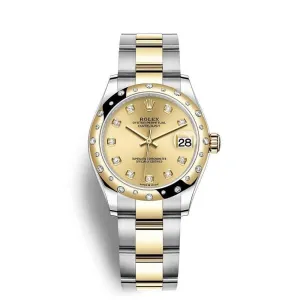 Rolex Datejust 31mm - Ref: 278343rbr-0025 - Champagne Diamond Dial & Diamond Bezel, Two Tone Stainless Steel & 18K Yellow Gold Oyster Bracelet Women's Watch