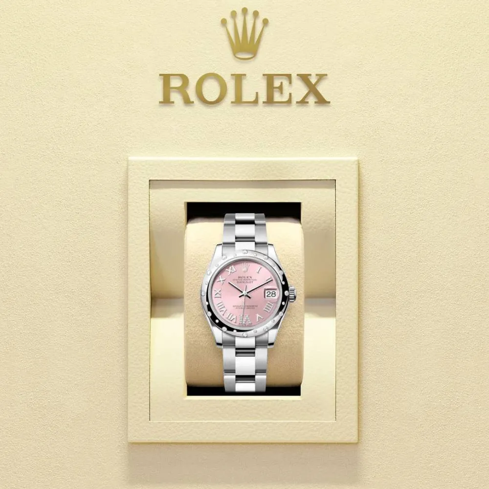Rolex Datejust 31mm - Ref: 278344rbr-0025 - Pink Roman Diamond Dial & Diamond Bezel, Stainless Steel Oyster Bracelet Women's Watch
