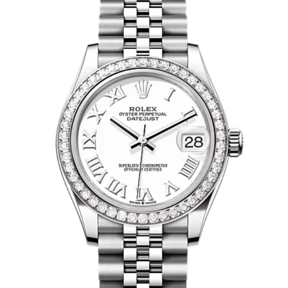 Rolex Datejust 31mm - Ref: 278384rbr-0014 - White Roman Dial, Stainless Steel Jubilee Bracelet Women's Watch