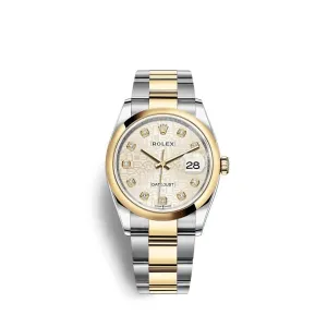 Rolex Datejust 36mm - Ref: 126203-0028 - Silver Jubilee Diamond Dial, Two Tone Stainless Steel & 18K Yellow Gold Oyster Bracelet Watch