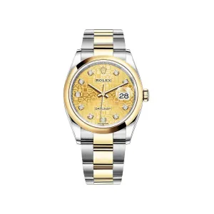 Rolex Datejust 36mm - Ref: 126203-0034 - Champagne Jubilee Diamond Dial, Two Tone Stainless Steel & 18K Yellow Gold Oyster Bracelet Watch