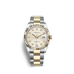 Rolex Datejust 36mm - Ref: 126233-0028 - Silver Jubilee Diamond Dial, Two Tone Stainless Steel & 18K Yellow Gold Oyster Bracelet Watch